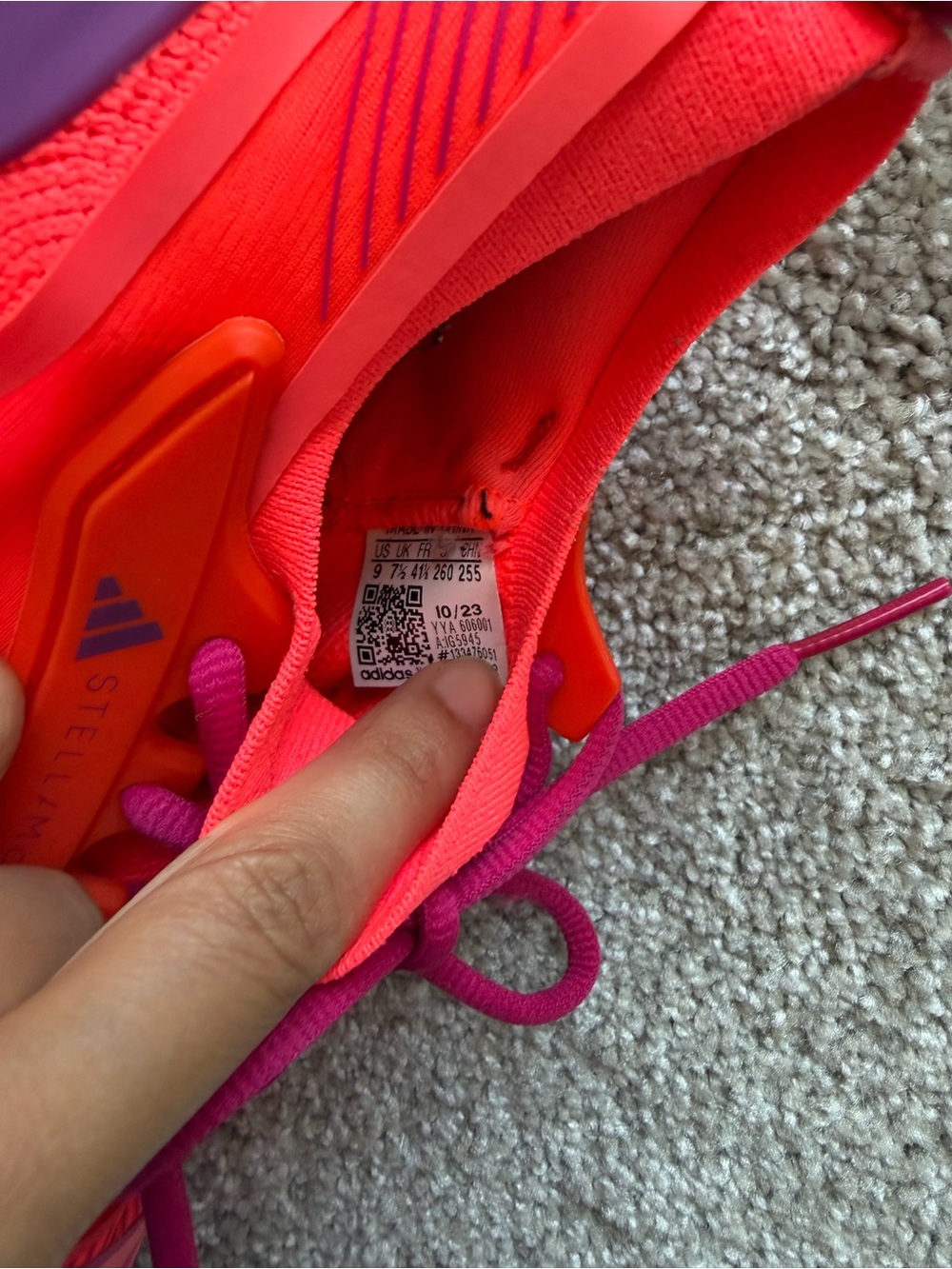 Adidas by Stella McCartney Neon Pink and Purple Lace-Up Trainers - Picture 4 of 7
